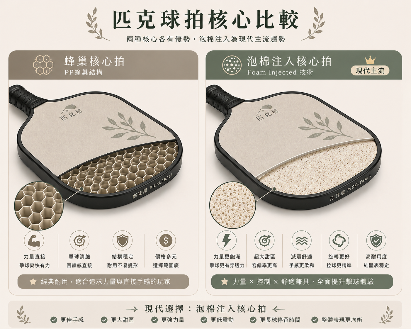 蜂窩核心與泡棉核心比較圖